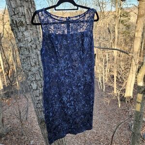 NWT - Chic Navy Floral Lace Dress